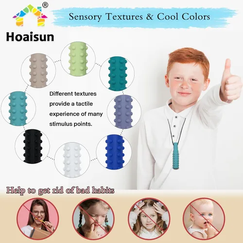 Miniatura 3 de Collares masticables para niños con necesidades sensoriales, paquete de 8 collares masticables juguetes sensoriales para niños con autismo, TDAH