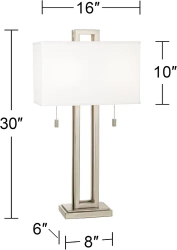 Miniatura 4 de Possini Euro Design Gossard - Juego de 2 lámparas rectangulares grandes y modernas de 30 pulgadas de alto, acabado de níquel cepillado, acabado