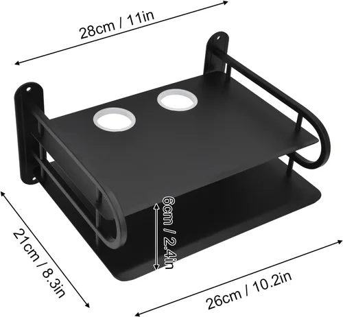 Miniatura 3 de Estante de montaje en pared, estante flotante de pared de doble capa, estante de caja de TV, estante montado en la pared, router DVD cable caja