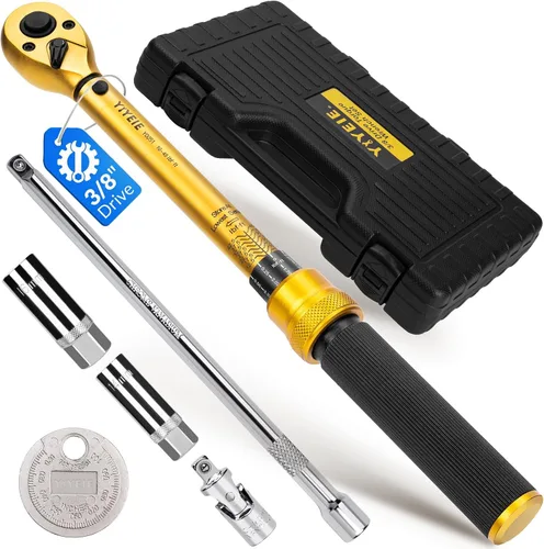 Miniatura 8 de YIYEIE Juego de llaves de torsión de 22 piezas de 1/2" de transmisión, 10-180 pies/libras/13.6-244.1 Nm, llave de torsión con clic con impactadores