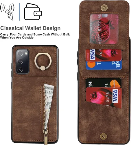 Miniatura 7 de Asuwish Funda de teléfono para Samsung Galaxy S20 FE 5G de 6.5 pulgadas con protector de pantalla y tarjetero RFID, soporte para celda S 20 EF UW