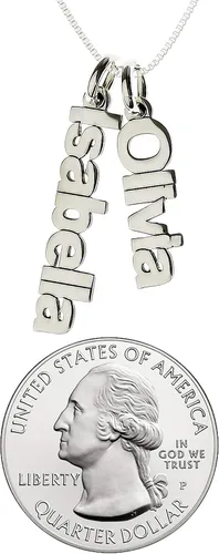 Miniatura 2 de AJ's Collection Collar personalizado de plata de ley con placa de identificación lateral doble. Personaliza dos encantos. Elección de cadena