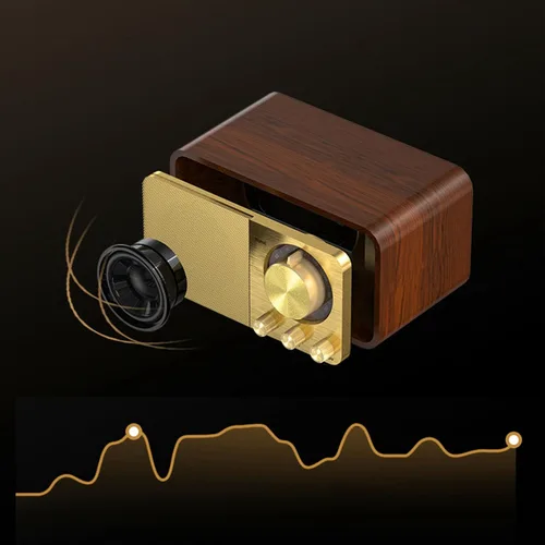 Miniatura 6 de Altavoz BT de madera retro vintage, radio AM FM portátil recargable con reproducción AUX/USB/TF, radio retro recargable para cafeterías