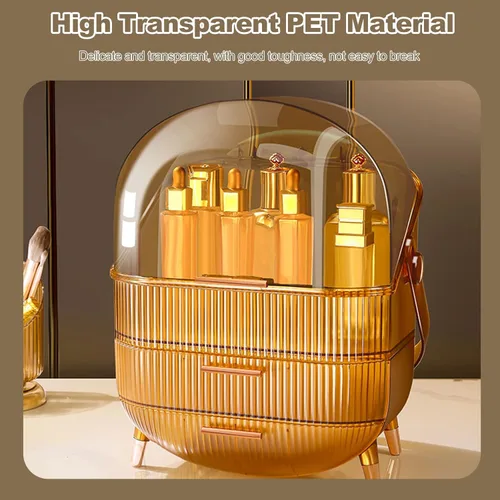 Miniatura 4 de Ergocar - Estuche de maquillaje portátil serie retro multifunción, caja de almacenamiento de cosméticos a prueba de polvo, organizador de joyas