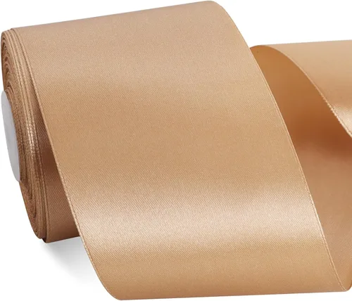 Miniatura 32 de TONIFUL - Cinta de satén de oro rosa de 2 pulgadas x 25 yardas de ancho, rollo de cinta de satén sólida para manualidades, cinta para silla