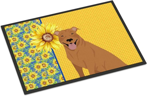 Miniatura 77 de Caroline's Treasures WDK5313MAT Airedale Terrier - Tapete para puerta delantera de 18 x 27 pulgadas, diseño de girasoles de verano, para entrada