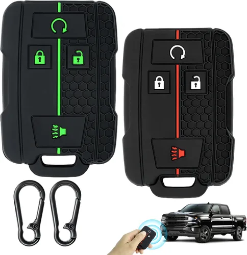 Miniatura 15 de 2 Pcs Silicone 4-Button Smart Key Fob Cover Compatible with 2014-2019 Chevrolet Colorado Silverado Suburban Tahoe and GMC Canyon Sierra Yukon, Car