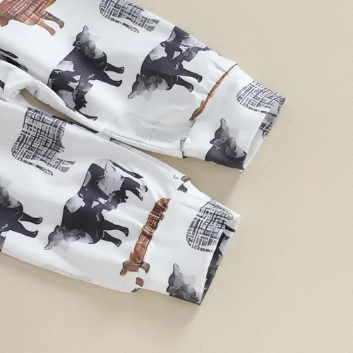 Miniatura 7 de Omkzanbi 2 piezas de ropa de otoño e invierno para bebé, sudadera de manga larga con cuello redondo, pantalones deportivos para el oeste