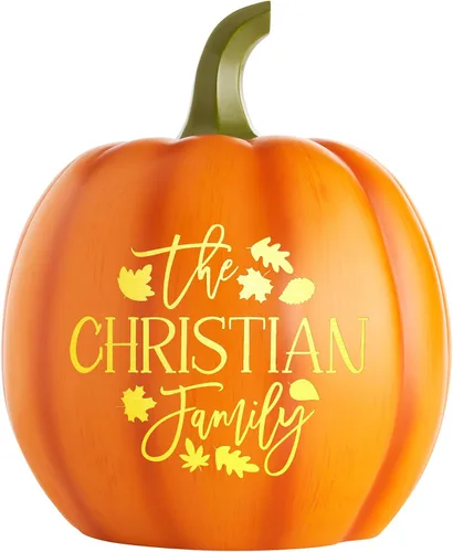 Miniatura 9 de Let's Make Memories Calabaza iluminada personalizada, decoración de Halloween de Jack o Lantern, nombre de tu familia en una calabaza personalizada