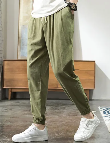 Miniatura 2 de Zontroldy Pantalones de algodón y lino para yoga, golf, playa, jogger, sudor, descanso, harem, pantalones