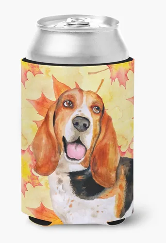 Miniatura 7 de Caroline's Treasures BB9965MUK Basset Hound Fall Ultra Hugger para latas delgadas, funda amarilla para enfriar latas, abrazador lavable a máquina