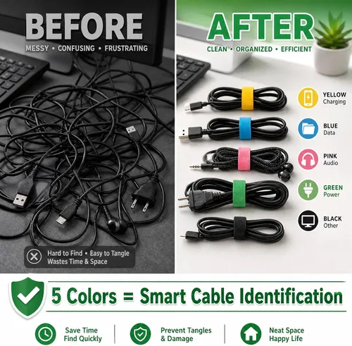 Miniatura 6 de BALABALA 200 piezas de bridas ajustables reutilizables para cables de 10+15+20+25 cm, organizador de cables, envoltura de cable multicolor