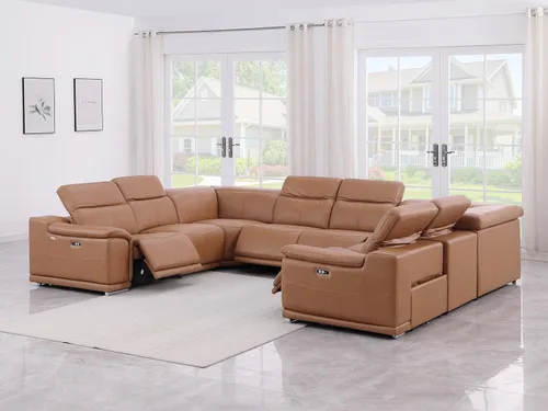 Miniatura 59 de BlackJack Furniture Venice - Juego de sofá reclinable seccional de cuero italiano de grano superior de 12 piezas con 4 reclinables eléctricos