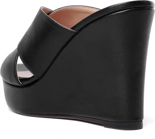 Miniatura 7 de MODENCOCO Sandalias de tacón alto con plataforma mate para mujer, puntera abierta, estilo casual, de 4 pulgadas