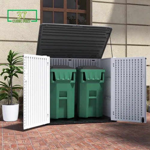 Miniatura 3 de ADDOK 2SG - Cobertizo de almacenamiento horizontal más grande similar a la madera, armario de almacenamiento para exteriores de 4.4 x 2.8 pies