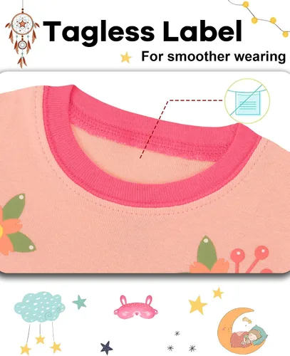 Miniatura 2 de DAUGHTER QUEEN Pijama de algodón para niñas de 4 piezas, talla 18 meses-12 años