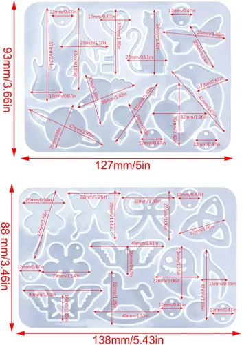 Miniatura 2 de 2 moldes de resina para aretes con agujero, moldes de joyería para resina epoxi, moldes de silicona para collares, llaveros, dijes de resina