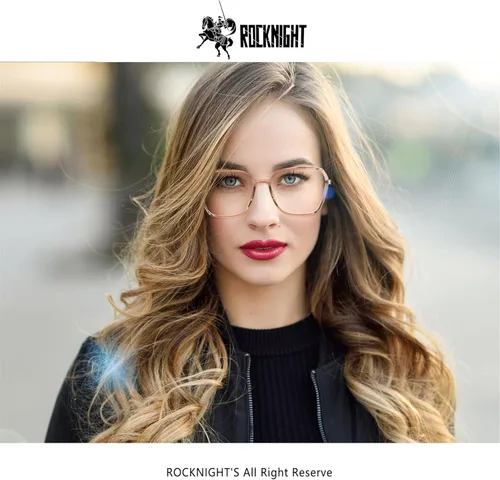 Miniatura 2 de ROCKNIGHT Hexagon Blue Light Blocking Glasses for Men Women Gaming Computer Tablet Phone Digital Screen Marco de té transparente