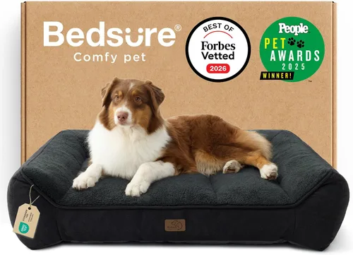 Miniatura 10 de Bedsure Cama ortopédica para perros de tamaño mediano, camas extra gruesas de apoyo para perros medianos con funda impermeable lavable, cómodo sofá