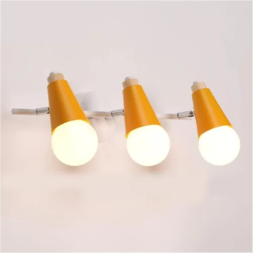 Miniatura 5 de Lámpara de pared nórdica de 3 cabezas, apliques de pared de macarrón ajustables, apliques de pared con botón enchufable, 3 luces, interruptor