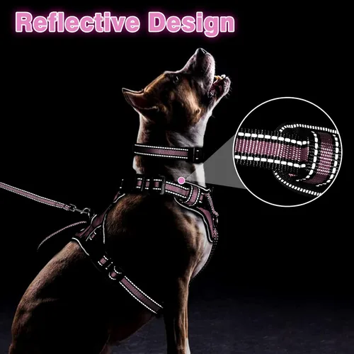 Miniatura 5 de WINSEE Juego de arnés para mascotas, collar y correa, arnés reflectante todo en uno para perro, sin tirones, con hebillas ajustables para cachorros