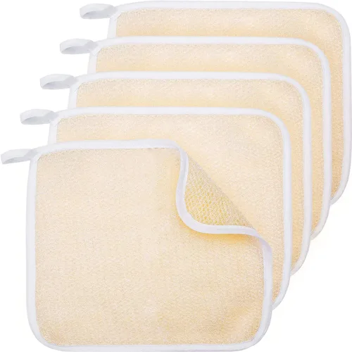Tatuo 5 paños exfoliantes para el rostro y el cuerpo, tejido de toalla para el baño, exfoliante, masaje, paño de baño para mujeres y hombres, 10.63