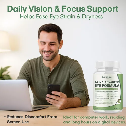 Miniatura 6 de Fórmula avanzada 14 en 1 para los ojos – Suplemento de vitaminas y minerales para los ojos con luteína, zeaxantina, zinc y extracto de arándano