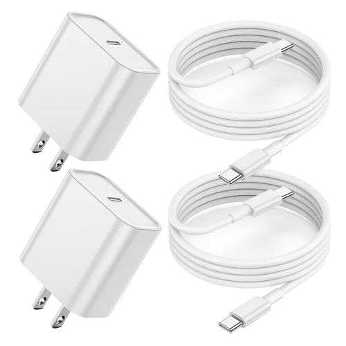 Miniatura 12 de Cargador para iPhone 16 15 de carga rápida, 2 unidades de 20 W, cargador de pared USB C, bloques de adaptador, cubo con cable de carga rápida USB C