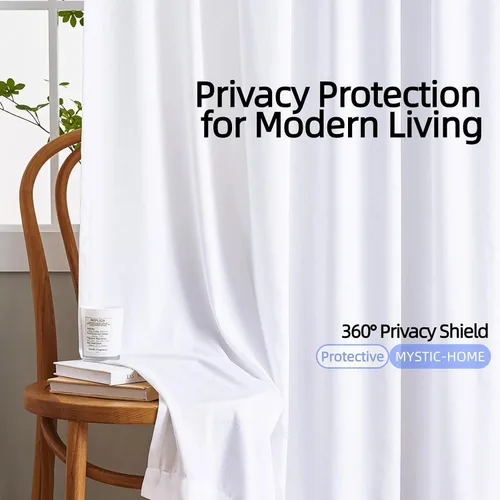 Miniatura 4 de Cortinas traslúcidas de privacidad que dejan entrar la luz, cortinas de privacidad semitransparentes de poliéster blanco, bolsillo para barra de 45