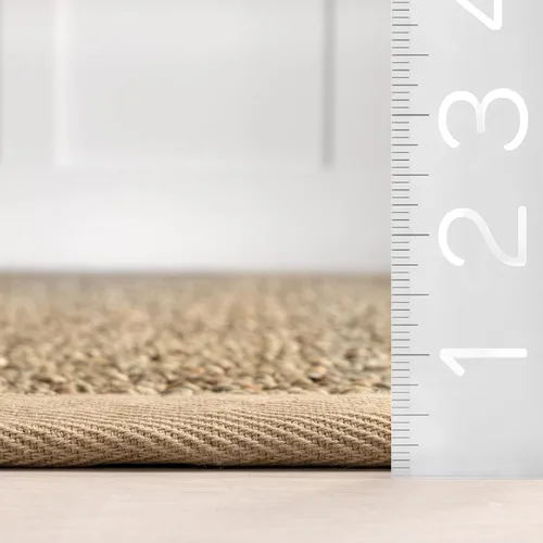 Miniatura 2 de nuLOOM Alfombra de Área Elijah Seagrass de 5 x 8 pies, Beige, Estilo Rústico Sólido, Borde de Algodón, Tejido de Cesta, Fibra Natural, Para Elijah