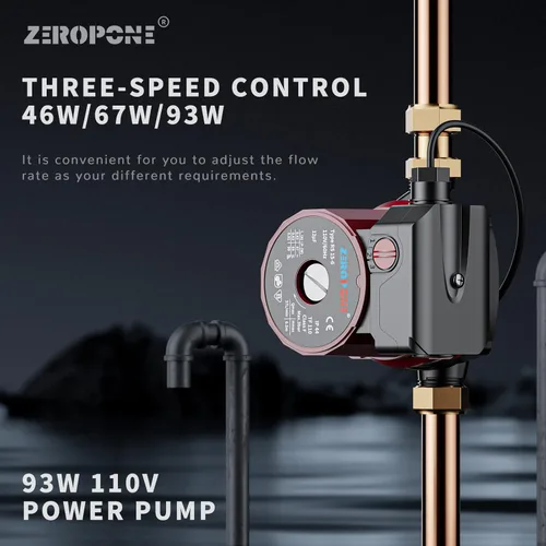 Miniatura 5 de ZeroPone Bomba de recirculación, bomba de circulación de circulación de agua de 93 W, NPT de 3/4 pulgadas con adaptador NPT de 1/2 pulgadas, 15-6C 3