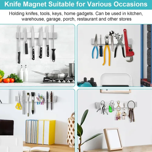 Miniatura 2 de Soporte magnético para cuchillos de pared de 16 pulgadas, tira magnética para refrigerador, barra magnética para cuchillos de pared, soporte