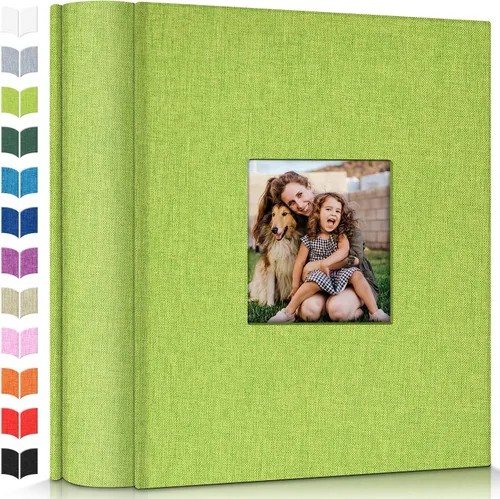 Miniatura 14 de Álbum de fotos Artfeel 4x6 con 300 bolsillos, álbumes de fotos deslizables, libro de memorias con cubierta de lino y ventana frontal, libro de fotos