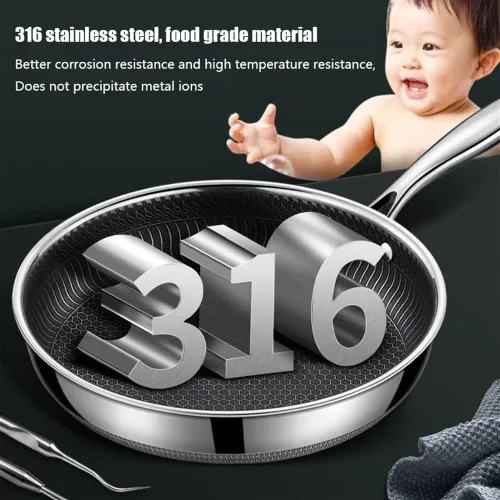 Miniatura 2 de Olla de cocina de acero inoxidable 316, sartenes de grado profesional para cocinar, sartén antiadherente física grabada con láser, sartén Con tapa