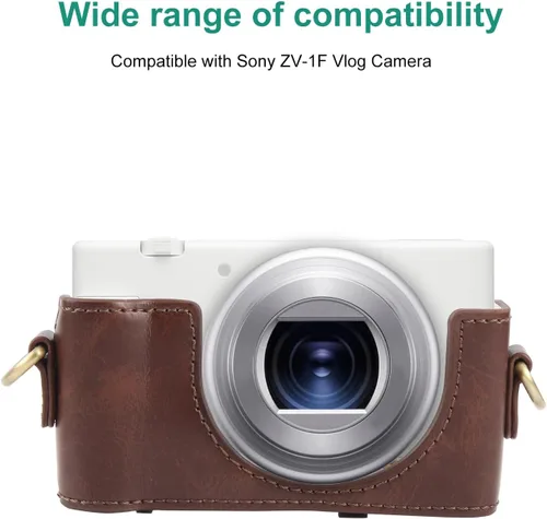 Miniatura 2 de PULUZ Funda para cámara digital Sony ZV-1F Vlog, bolsa de cuero de cuerpo completo para cámara con funda Sony ZV-1F, correa de hombro, bolsa de 2-1