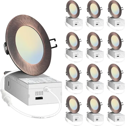 Miniatura 14 de POPANU Luz empotrable LED de 4 pulgadas, regulable, ultrafina, para techo, luz descendente, luz LED sin lata, tipo IC CCT, intercambiable, acabado
