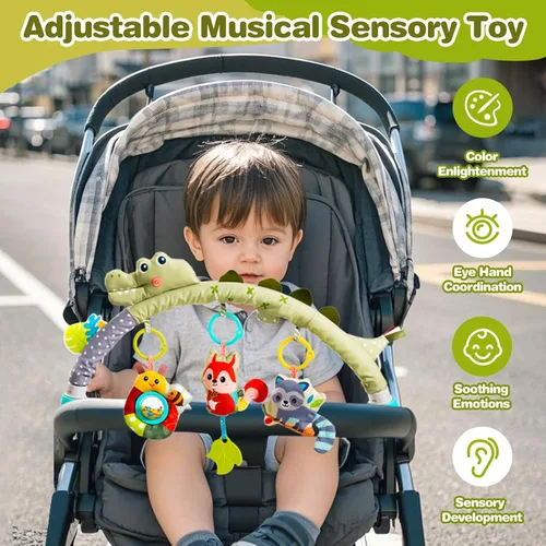 Miniatura 2 de Jollybaby Moisés cochecito móvil de juguete para bebé de 0 a 6 a 12 meses, juguete colgante de arco con clip para bebé, juguete Montessori sensorial