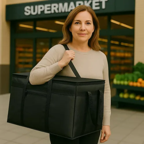 Miniatura 7 de musbus Bolsa térmica aislada para entrega de alimentos, mantiene la comida caliente, catering Therma para doordash, enfriadores de bolsas de Negro