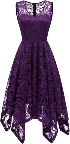 Miniatura 5 de Meetjen Vestidos de cóctel para mujer 2025 con dobladillo tipo pañuelo, encaje, formal, para invitada de boda, dama de honor, elegante