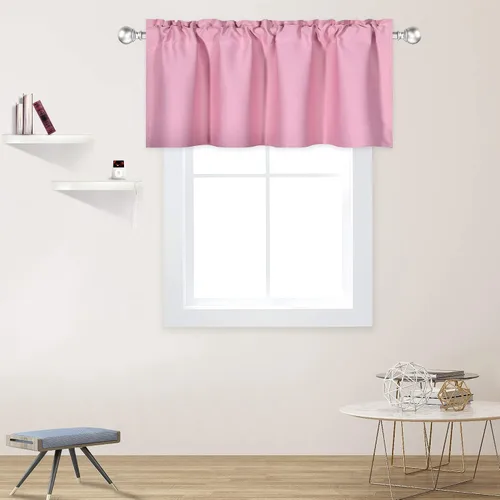 Miniatura 38 de DECOVSUN Cenefas Aqua para ventanas de cocina, con bolsillo para barra, opacas, con aislamiento térmico, 1 panel de 42 x 18 pulgadas