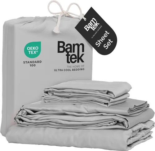 Miniatura 19 de Juego de sábanas de bambú de viscosa tamaño Queen, 4 piezas, ropa de cama refrescante para personas que duermen con calor con tecnología que absorbe