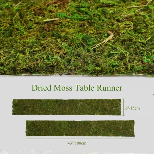 Miniatura 3 de Jutom Camino de mesa de musgo seco preservado, rollo de musgo verde artificial para decoración de mesa, jardines de hadas, bodas, manualidades
