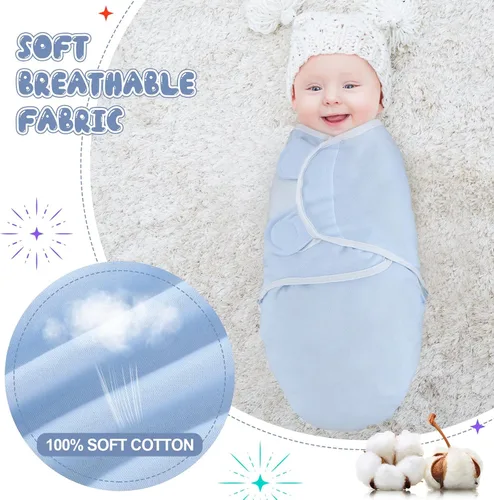 Miniatura 4 de Newwiee 4 piezas de envoltura para envolver al bebé prematuro ajustable, manta de algodón para envolver al bebé prematuro para recién nacidos, niños