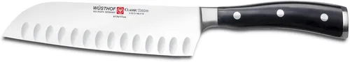 Miniatura 5 de Wusthof Classic Ikon cuchillo santoku con filo hueco, Negro