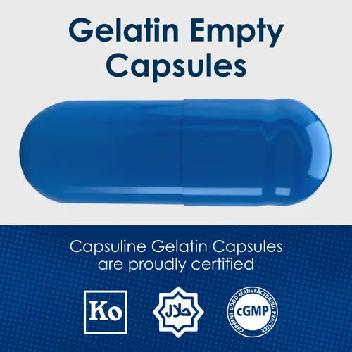 Miniatura 6 de Capsuline Cápsulas de gelatina vacías tamaño 4, negro/transparente, 1000 unidades, sin gluten, Kosher, con certificación OGM Pastillas bovinas
