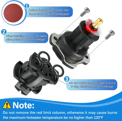 Miniatura 6 de Kit de tapa de mezclador y unidad de equilibrio de presión GP876851, compatible con válvulas de ducha Kohler K-304 y K-11748, kit de reparación