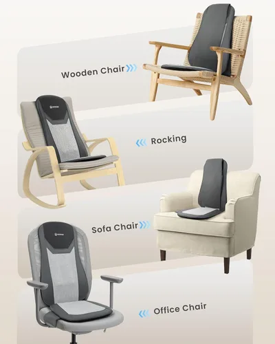Miniatura 5 de COMFIER - Masajeador Shiatsu de espalda completa para silla con calor, con 2 velocidades Shiatsu, almohadilla de masaje para silla con punto