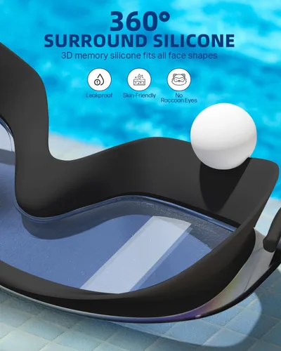 Miniatura 4 de Swim Goggles 2 Pack, Anti Fog&UV Rimless Wide View Gradient Swimming Goggles for Adult, No Leak for Men Women Beach Galjanoplastia azul y chapado