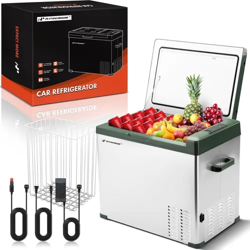 A-Premium Refrigerador portátil de 12 voltios, 47QT/44.7L, enfriador de auto (con cubierta ABS777), -4°F~68°F, enfriamiento rápido con 12/24V CC y