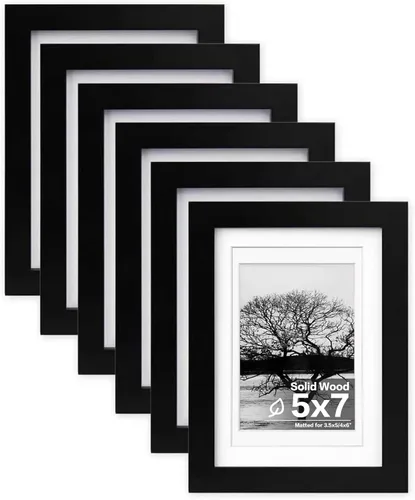 Miniatura 9 de Egofine - Juego de 6 portarretratos de 10 x 15 cm, hechos de madera maciza cubiertos por plexiglás 8 x 12 cm y 9 x 13 cm con paspartú o 10 x 15 cm